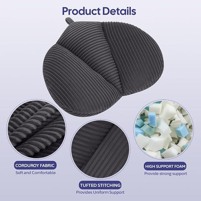 Lumbar Support Pillow for Couch, Back Support Pillow for Office Chair, Heart-Shape Back Cushion with Shredded Foam for Back Pain Relief & Reading, Lumbar Cushions for Recliner, Car, Grey