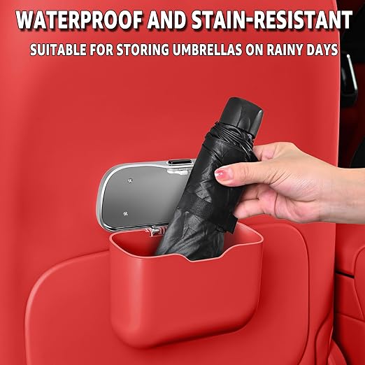 HOLDCY Car Trash Can, Waterproof Multi‑Functional Auto Trash Bin for Door/Console/Seat Back, Universal Vehicle Garbage Can for Car/Truck/SUV Drivers (Red)