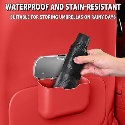 HOLDCY Car Trash Can, Waterproof Multi‑Functional Auto Trash Bin for Door/Console/Seat Back, Universal Vehicle Garbage Can for Car/Truck/SUV Drivers (Red)