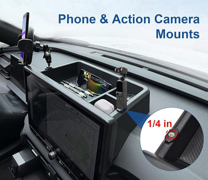 Dashboard Center Console Organizer for RAV4 2026 XSE/Limited Dashboard Storage Box with 1/4 Inch Screw Hole Sunglasses Holder and No-Slip Mat 2026 RAV4 Dashboard Organizer Only Fit 12.9 Inch Screen