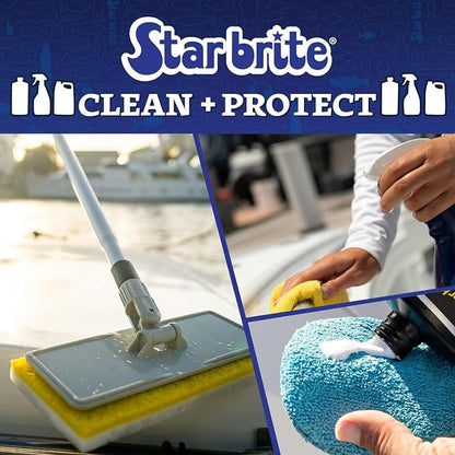STAR BRITE 8" Heavy Duty Cleaning Brush – Durable, High-Density Star Prene Fibers for Boat Decks, Docks & Tough Surfaces – Fits 3/4" Threaded or Extend-A-Brush Handles – Stiff Bristle, White (040010)