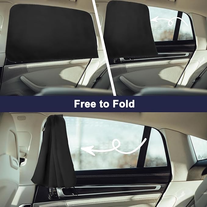 Ovege Car Window Shades Magnetic Suedette - Back Seat 2pcs Privacy Curtain UV Protection