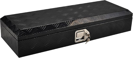 34.5 Inch Aluminum Truck Bed Tool Box Truck Car Outdoor Trailer Pickup Underbody Toolbox,RV Storage OrganizerTrailer Storage W/Lock&Keys,5 Bar Tread,Black(34.5"X13"X6.5")