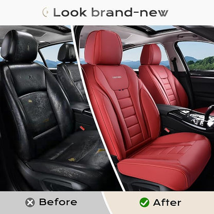 Coverado Car Seat Covers, Front Covers for Cars, Car Seat Cover Front Seats, Automotive Seat Cover, Waterproof, Leather Car Seat Cushion, Universal Interior Covers Seat Protectors for Most Cars