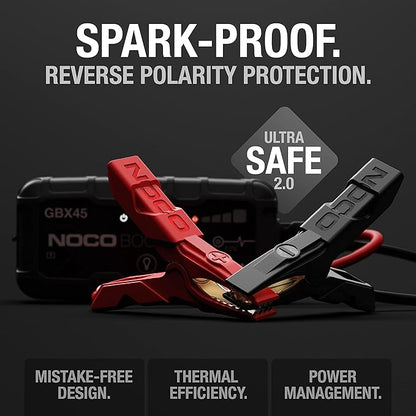 NOCO Boost X GBX45: 1250A UltraSafe Jump Starter – 12V Lithium Battery Booster Pack, Portable Jump Box, Power Bank & Jumper Cables - for 6.5L Gas and 4.0L Diesel Engines