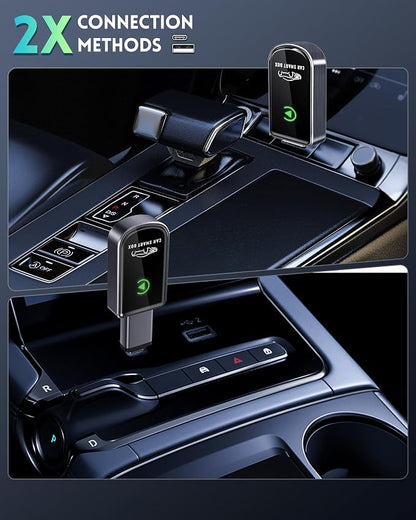 Amzfeel Wireless Carplay Adapter for Apple iPhone, Mini Bluetooth Dongle Convert Factory Wired to Wireless Car Play Plug & Play Auto Connect, Low Latency, GPS Units for Cars 2015+ (Brushed Gery)