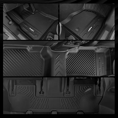 Floor Mats for 2018-2024 Ford Expedition Max 8 Seats/Bench Seats, Trunk Mat and Backrest Mat & Door Sill Guard All Weather TPE Protector for Ford Expedition Max Accessories