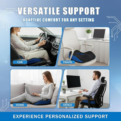 Seat Cushion for Tailbone Pain Relief, Memory Foam Seat Chair Cushion, Cushions Pad Pillow for Office, Car Seat, Airplane, for Long Sitting (Navy)