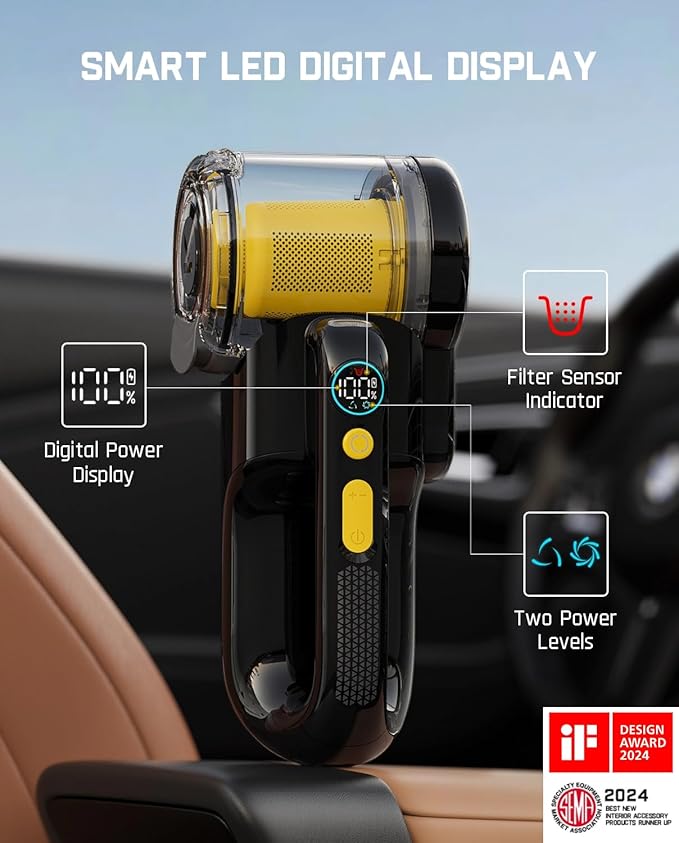 Fanttik Fold V10 APEX Pivot Cordless Car Vacuum, 17000Pa Handheld Vacuum Suction Power, Smart LED Display, Portable for Car Home Pet (Deluxe with Flexible Hose&Pet Brush)