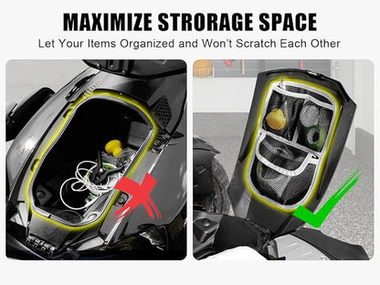 3 Mesh Pockets Front Trunk Lid Organizer Frunk Tool Storage Bag For Can Am Ryker 600 900 Sport Rally Edition 2019-2025 Accessories (Gray Piping)