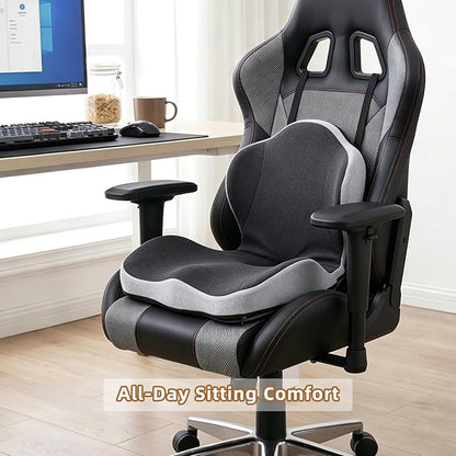 Car Seat Cushions for Driving, Dual-Layer Memory Foam Seat Cushion with Lumbar Support, Ergonomic Truck Seat Cushion & Office Chair Cushion for Wheelchair, Gaming Chair & Sofa