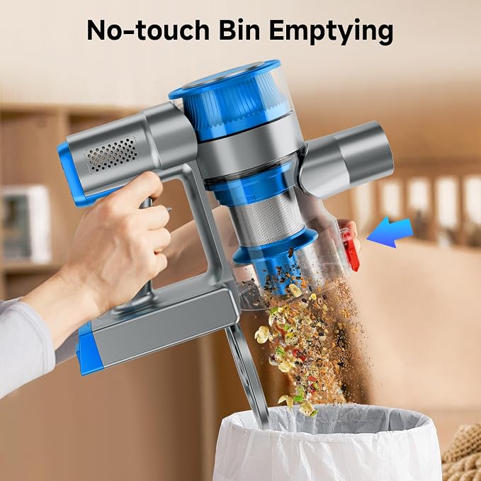 Cordless Vacuum for Home, Powerful Stick Vacuum Cleaner with Rechargeable Battery, 6-in-1 Lightweight Handheld Vacuum, 45 Mins Runtime for Hardfloor & Carpets Pet Hair