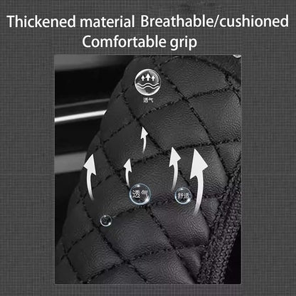 Microfiber Leather Steering Wheel Cover with Anti-Slip Lining Universal Car Accessory for Steering Wheel with a Diameter of 14.5-15 inch (Black)