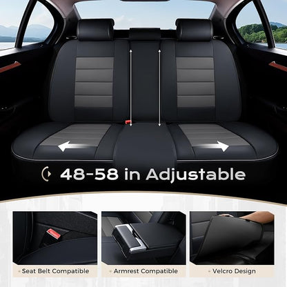 Coverado Car Seat Covers Full Set, Seat Covers for Cars, Front Seat Covers and Back Seat Cover Waterproof Leather Automotive Seat Cover, Universal Car Interior Protectors Cushion for Most Cars