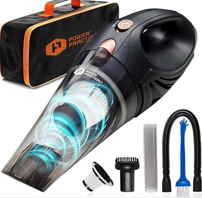Power Practical Handheld Cordless Vacuum Cleaner, Rechargeable Portable Car Vacuums W/Strong Suction, Bag & Attachments, Small Vac Cleaner for Car, Couch, Home, Car Suction Cleaner