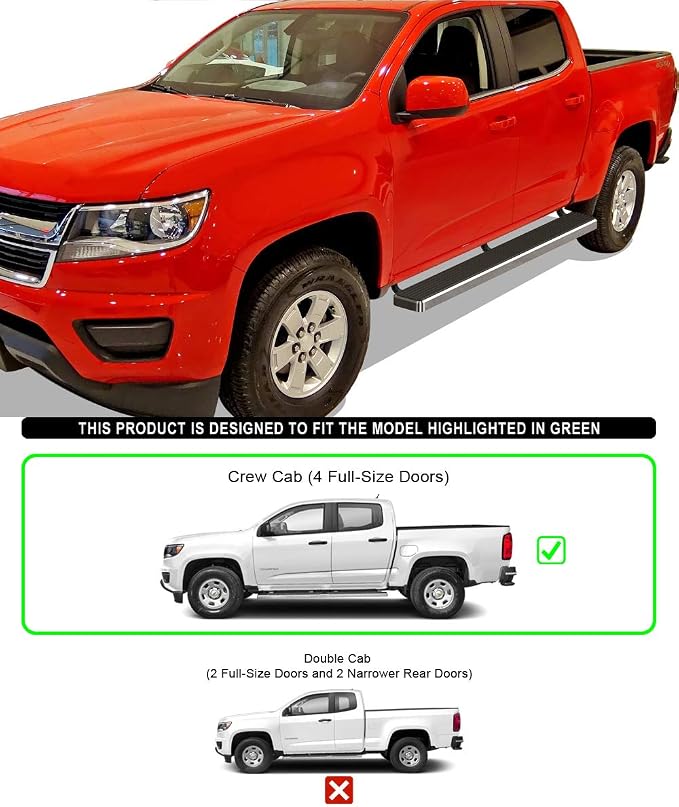 APS 304 Stainless Steel Polished 6in Silver Running Boards Compatible with Chevy Colorado GMC Canyon 2015-2026 Crew Cab (Nerf Bars Side Steps)
