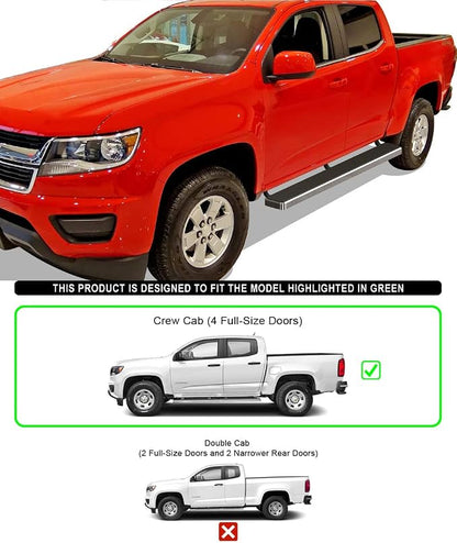 APS 304 Stainless Steel Polished 6in Silver Running Boards Compatible with Chevy Colorado GMC Canyon 2015-2026 Crew Cab (Nerf Bars Side Steps)