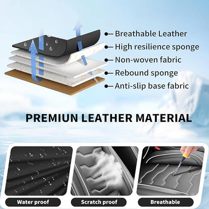 Fit Patriot Car Seat Covers for Jeep Patriot 5 Seats 2007-2016 2017 -Premium Leather,Waterproof & Breathable，All-Weather Seat Cushion Protecto & Airbag Compatible, 2 Front Seat White Line Black