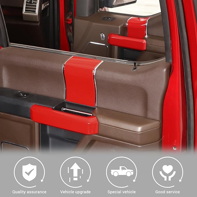 Jimen Compatible with Ford F150 4 Door 2015-2020, 8PCS Inner Door Handle Cover Trim Kits (Red)