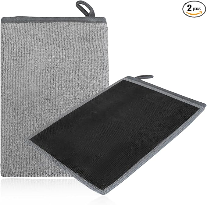 2 PCS Clay Mitts, Microfiber Clay Bar Towel Medium Grade Auto Detailing Gloves, Scratch-Free Surface Prep Mitt Alternative for Car Paint Claying Cleaning & Polishing (Gray)