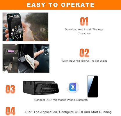 2PCS Bluetooth OBD2 Scanner for Car, Wireless OBDII Scan Tool Auto Engine Diagnostic Code Reader, Professional OBD2 Fault Diagnosis Tester Vehicle Interface Scanner for Phone and PC
