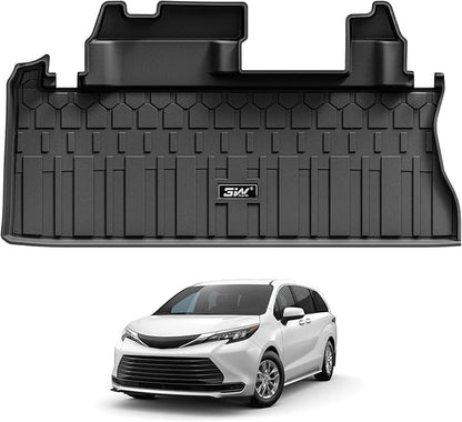 3W Cargo Mat Custom Fit for Toyota Sienna 2021-2026, TPE Trunk Mat for Sienna Car Accessories, Heavy Duty Cargo Liner (Only Fit Spare Tire)