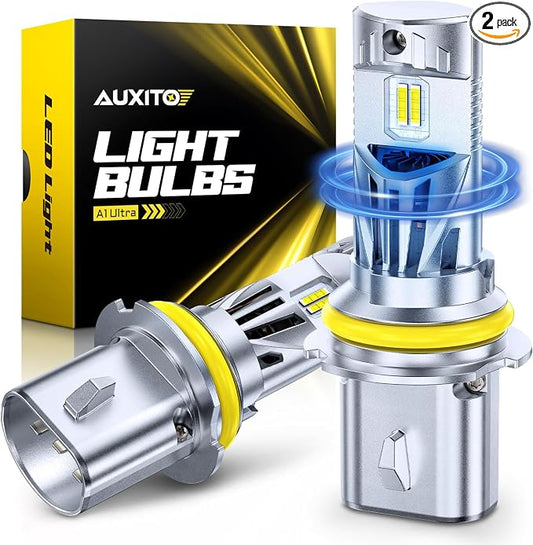 AUXITO Latest 9007 HB5 Head1ight Bulbs, 50,000LM 1000% Ultra-Bright, 20 Years Lifespan, 6500K Cool White, 3 Min Quick Install, No Flicker, 99% Compatibility, Pack of 2