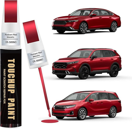 Radiant Red Metallic(R-569M) Car Paint Touch Up Pen Compatible with Honda,2-In-1 Color Accurate Touch Up Car Scratch Repair Paint Match Honda Series Automotive Scratch Remover for Nicks & Chips Repair