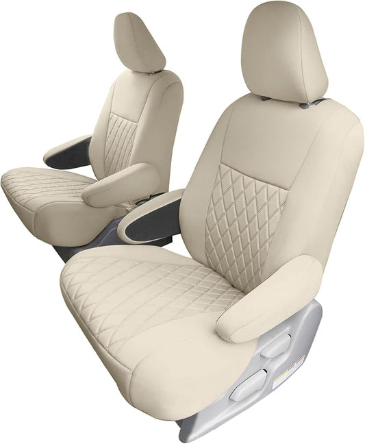 FH Group Custom Fit Car Seat Covers Specifically Made for 2011-2020 Toyota Sienna 7 Seater with Ultraflex Neoprene Water Resistant Automotive Seat Covers - 2nd Row Solid Beige