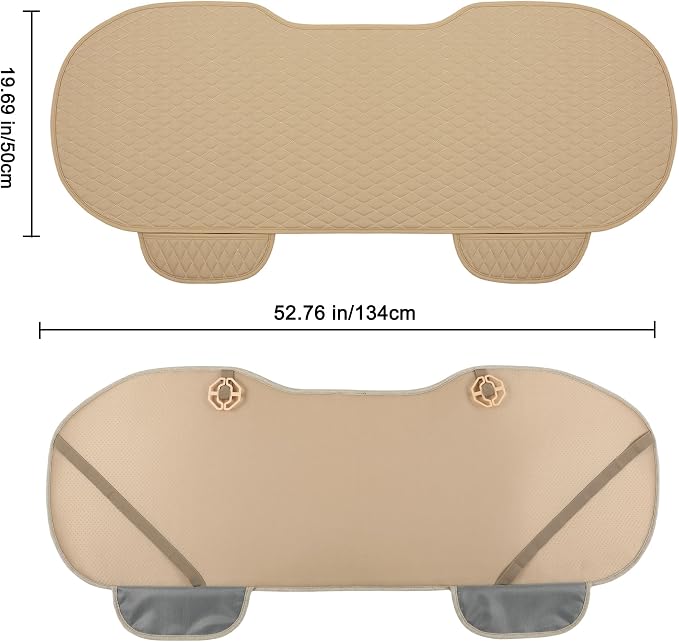 West Llama Pu Leather Car Seat Bottom Covers Protectors Include 1 Rear Bench Seat Cover Universal Fit 90% Vehicles,Beige
