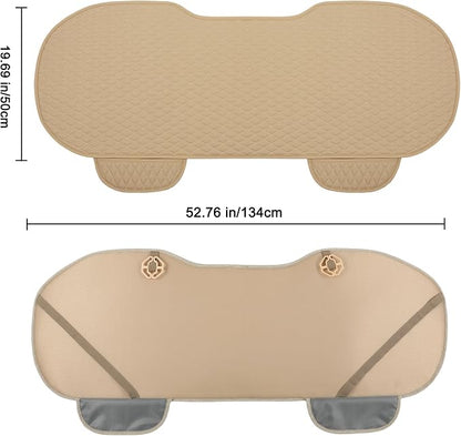 West Llama Pu Leather Car Seat Bottom Covers Protectors Include 1 Rear Bench Seat Cover Universal Fit 90% Vehicles,Beige
