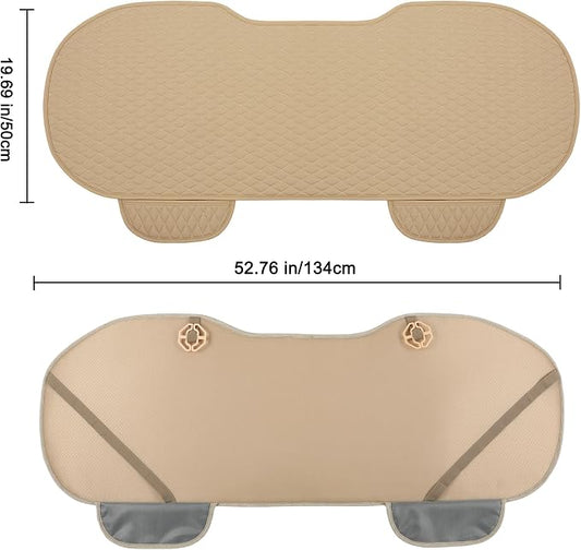 West Llama Pu Leather Car Seat Bottom Covers Protectors Include 1 Rear Bench Seat Cover Universal Fit 90% Vehicles,Beige