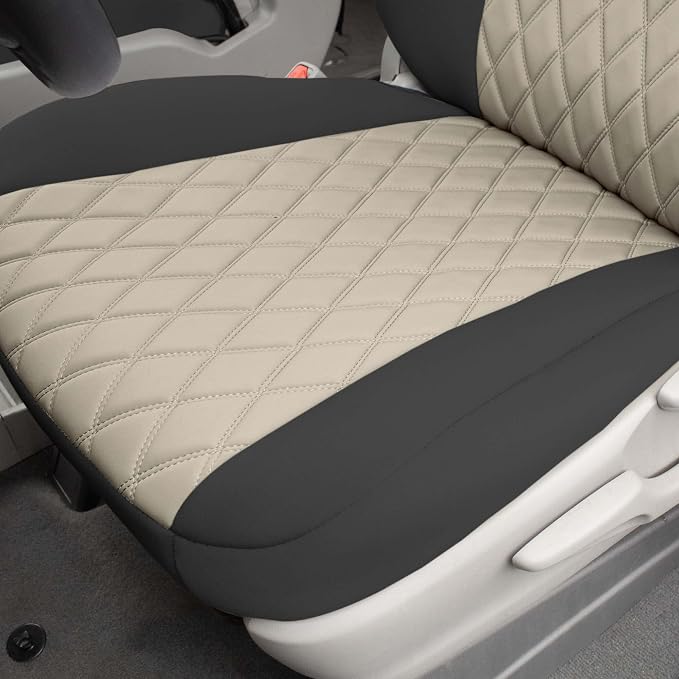 FH Group Custom Fit Car Seat Covers Specifically Made for 2011-2020 Toyota Sienna 7-8 Seater with Ultraflex Neoprene Water Resistant Automotive Seat Covers - Front Set Beige
