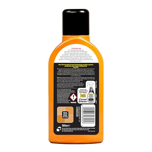 T-Cut Color Fast 3-in-1 Paint Restorer, Orange - Scratch Remover, Ceramic Car Wax & Color Enhancer - Removes Swirls & Oxidation, 17 oz
