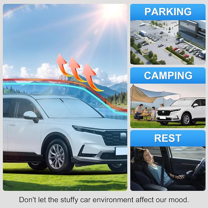 Custom Fit Windshield Sun Shade for Honda CRV CR-V 2023-2026 | Custom Fit Windshield Cover, Blocks UV Rays, Double-Layer Heat Shield, Durable Frame, Easy Fold & Storage