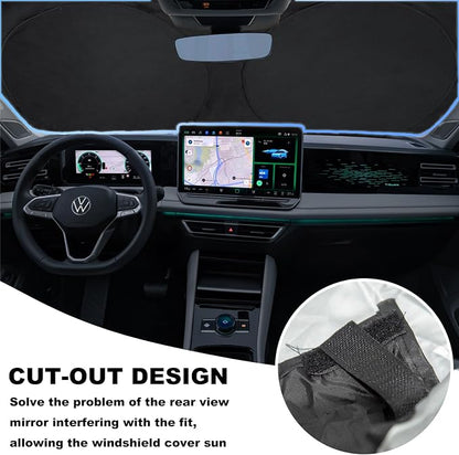 INSAUTO Sunshade for Volkswagen VW Tiguan 2018-2023 2024 2025 Sun Shade Windshield Cover, Foldable Front Window Shield Fit Tiguan SUV Sun Visor Blocks UV Rays Car Accessories