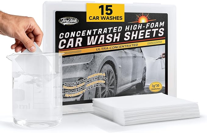Car Wash Soap Strip 30 count, Concentrated High Foaming Car Soap, Instant Dissolves in 5 Seconds Greater Cleaning Action, No Mixing Safe Washes for Cars, Trucks, Motorcycles, RVs, and More