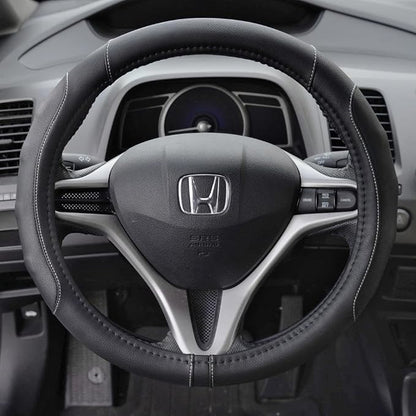 Motor Trend Ergonomic Steering Wheel Cover/Protector for Small Size Steering Wheels in Cars, SUVs, Boats (13.5-14.5") (Drive Pro Comfort Grip (Black/Gray Stitching))