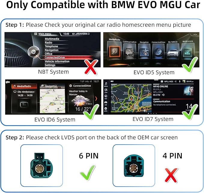 Wireless CarPlay Android Auto Adapter Decoder Retrofit Kit Fits BMW 2017-2018 X1 X2 X3 X4 X5 X6 MINI & 1-5 Series with EVO/MGU System, Supports Mirror Link/Camera/USB Drive/Navigation etc