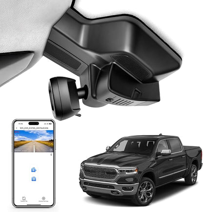Front 4K Dash Cam Custom fit for Dodge RAM Gen5 RAM 1500 2025 2026 Mid-Term Facelift (Model G), Big Horn Laramie Lone Star Limited Rebel RHO etc,UHD 2160P Video,OEM Look App & WiFi, GPS, 64GB Card