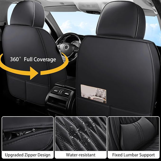 WELLDO Car Seat Covers, Black, w02 | Waterproof, Scratch-Resistant, Breathable & Easy to Clean, Universal Fit for SUV Sedan Truck, Full Set