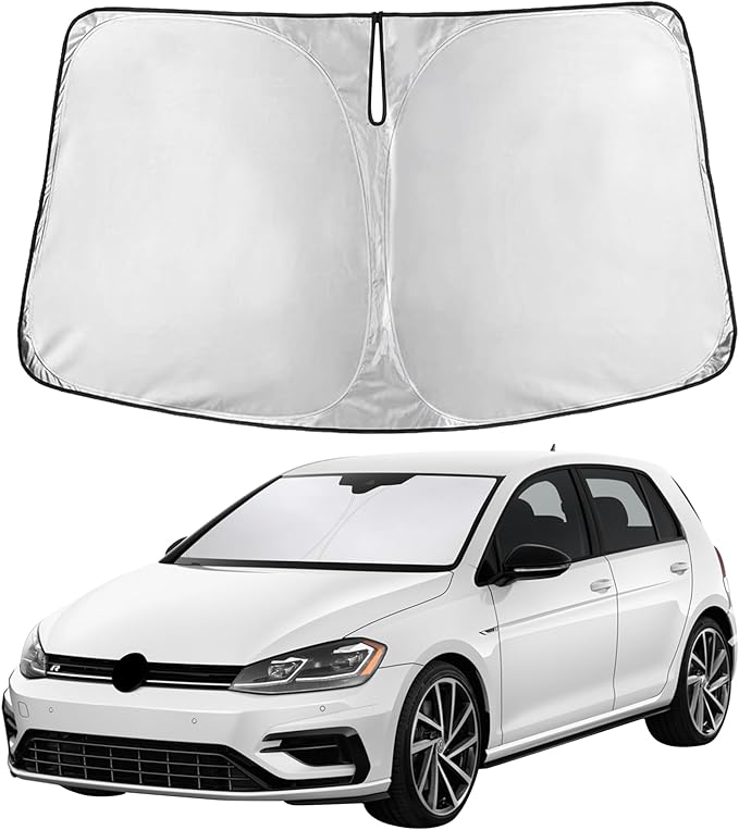 EcoNour Windshield Sunshade Compatible for Volkswagen VW Golf MK7 2013-2016 2017 2018, Sun Visor for Front Windshield & Window Sun Shade Cover, UV Heat Blocker & Protector, Car Accessories