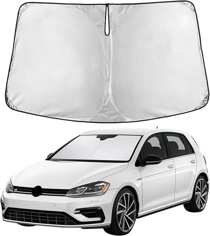 EcoNour Windshield Sunshade Compatible for Volkswagen VW Golf MK7 2013-2016 2017 2018, Sun Visor for Front Windshield & Window Sun Shade Cover, UV Heat Blocker & Protector, Car Accessories