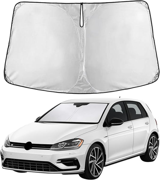 EcoNour Windshield Sunshade Compatible for Volkswagen VW Golf MK7 2013-2016 2017 2018, Sun Visor for Front Windshield & Window Sun Shade Cover, UV Heat Blocker & Protector, Car Accessories