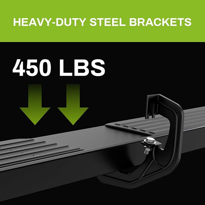 AUTOSAVER88 6 Inches Running Boards Compatible with 2007-2018 Chevy Silverado/GMC Sierra 1500 Crew Cab, 2007-2019 2500HD 3500HD, Black Stainless Steel Side Steps Nerf Bars(Gas Engine ONLY)