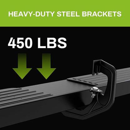 AUTOSAVER88 6 Inches Running Boards Compatible with Chevy Silverado/GMC Sierra 2007-2018 1500, 2007-2019 2500HD 3500HD Crew Cab, Black Side Steps Stainless Steel Nerf Bars(Gas Engine ONLY)