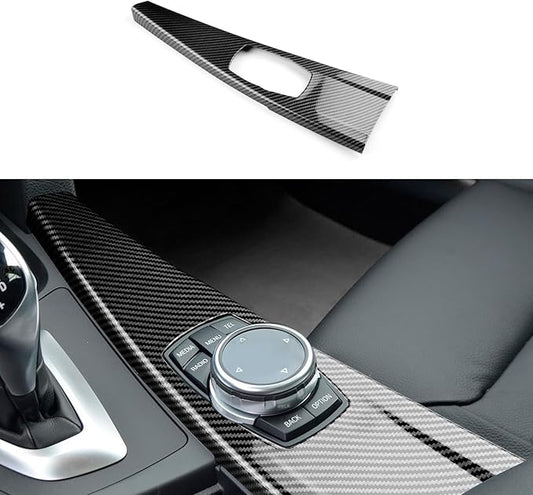 for BMW Multimedia Panel Cover, F30 Carbon Fiber Style Panel Trim Cover Car Center Console for 3 Series F30 F31 F32 F34 F36 328i 320i 335i 330i 435i 420i 430i 440i 425i, Not for F33
