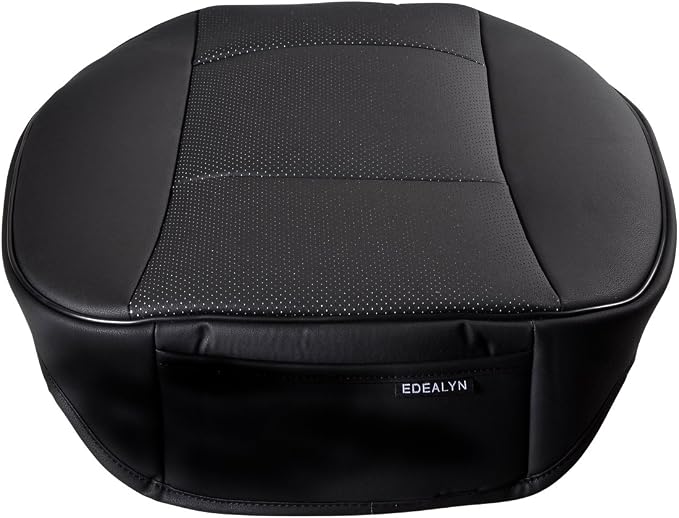 Ultra-Luxury Faux Leather Car Bottom Seat Cover Front Seat Protector Car Seat Cover for Most Four-Door Sedan & SUV,Single Seat Without Backrest 1PCS (W 20.5''× L21''×Thick 0.2'') (3D - Black)