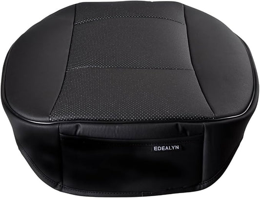 Ultra-Luxury Faux Leather Car Bottom Seat Cover Front Seat Protector Car Seat Cover for Most Four-Door Sedan & SUV,Single Seat Without Backrest 1PCS (W 20.5''× L21''×Thick 0.2'') (3D - Black)