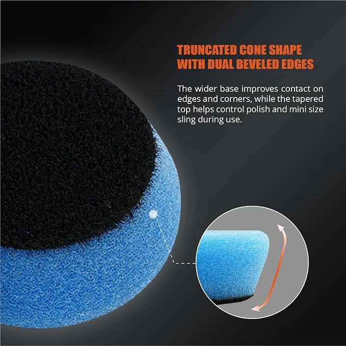 SPTA Blue T60 Mini Moderate-Cut Pad Sets, 5Pcs 1.3inch/32mm Sponge Polishing Buffing Pads, Car Foam Detail Polishing Pad Kit for Car Detail Polishing and Buffing, Small Area Polishing -FPTSS3B